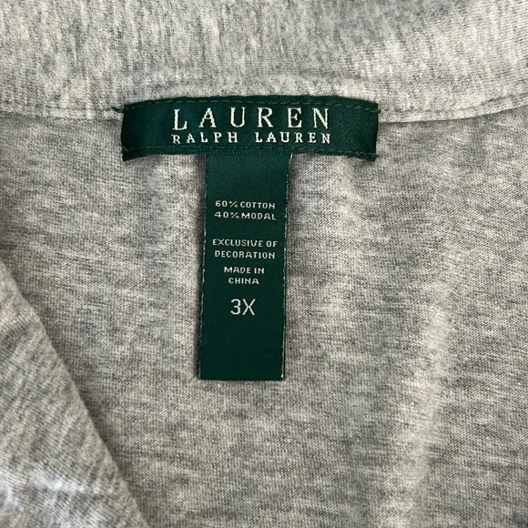 Lauren Ralph Lauren Gray Jersey Sleep Shirt Women’s Plus 3x - Picture 4 of 5